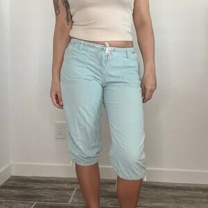 Unionbay light blue capri pants size 3 low rise drawstring Y2K cargo style